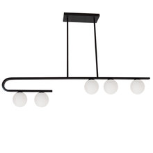  ATL-445HP-MB - 5 Light Halogen Matte Black Horizontal Pendant w/ White Glass