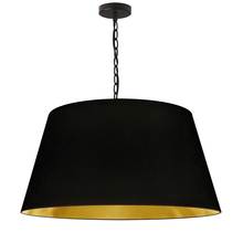  BRY-L-BK-698 - 1 Light Brynn Large Pendant, Black/Gold Shade, Black