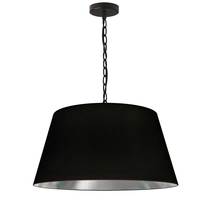  BRY-M-BK-697 - 1 Light Brynn Medium Pendant, Black/Silver Shade, Black