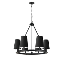  CLB-306C-MB-797 - 6 Light Incandescent Chandelier Matte Black with Black Shades