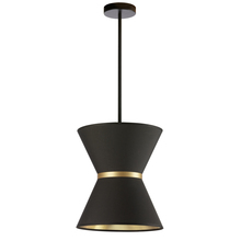  CTN-121P-MB-698 - 1 Light Incandescent Pendant, Matte Black with Gold Ring Black / Gold Shade