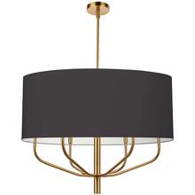  ELN-306C-AGB-797 - 6 Light Incandescent Pendant, Aged Brass w/ Black Fabric Shade