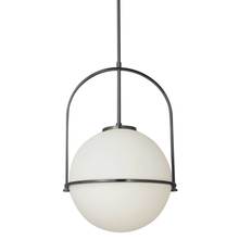  PAO-161P-MB - 1 Light Incandescent Pendant, Matte Black with White Opal Glass