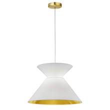  PAT-181P-AGB-692 - 1 Light Patricia Pendant, Aged Brass with White/Gold Shade