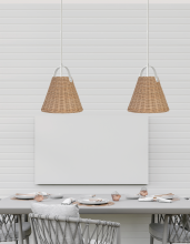  SND-141P-MW - 1 Light Incandescent Pendant Matte White with Wicker Shade