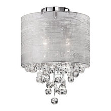  TAH-122FH-PC - 2 Light Incandescent Crystal Flush Mount Polished Chrome Finish with Silver Organza Shade