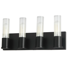  TBE-174W-MB - 4 Light Incandescent Vanity, Matte Black w/ Clear Fluted Glass