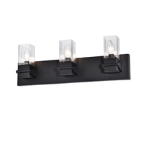  VER-243W-MB - 3 Light Incandescent Vanity, Matte Black w/ Clear Glass