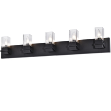  VER-405W-MB - 5 Light Incandescent Vanity, Matte Black w/ Clear Glass