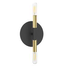  WAN-132W-MB-AGB - 2 Light Incandescent Wall Sconce, Matte Black and Aged Brass