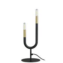  WAN-172T-MB-AGB - 2 Light Incandescent Table Lamp, Matte Black & Aged Brass