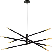  WAN-408P-MB-AGB - 8 Light Incandescent Pendant, Matte Black & Aged Brass