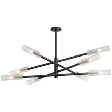  WAN-448C-MB-AGB-FR - 8 Light Incandescent Wand Pendant Matte Black & Aged Brass w/ Frosted Glass