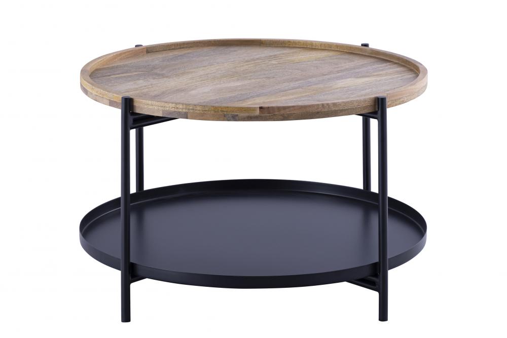 CALIN Black with Natural Wood Coffee Table