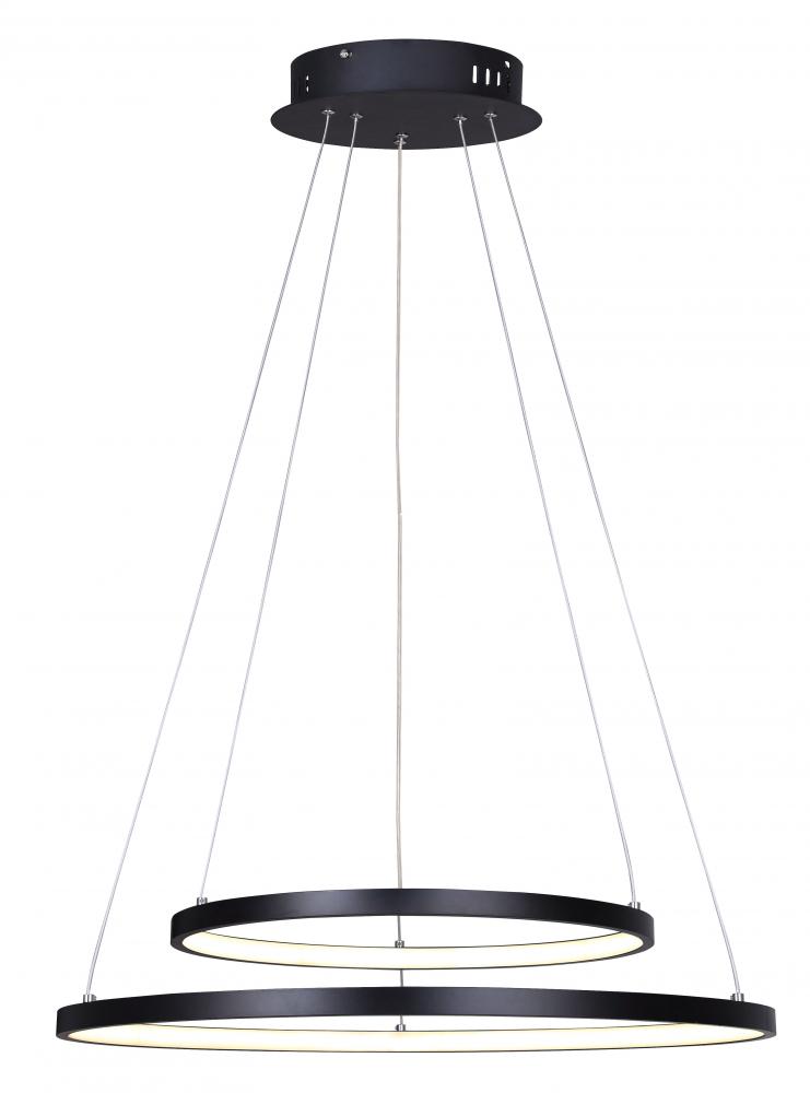 LEXIE, MBK Color, 24" Wide Cord LED Chandelier, Acrylic, 42W LED (Integrated), Dimmable, 3020 Lu