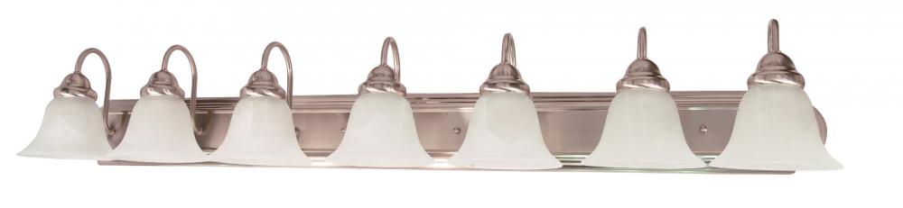 Ballerina - 7 Light 48" Vanity with Alabaster Glass - Brushed Nickel Finish