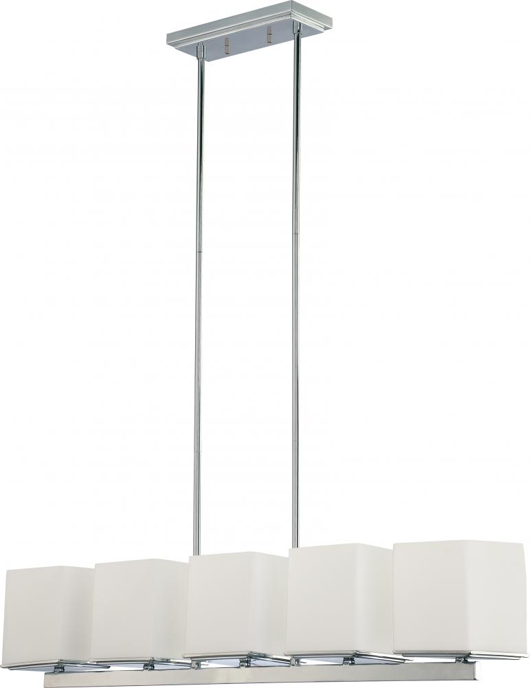 Bento - 5 Light Island Pendant with Satin White Glass - Polished Chrome Finish