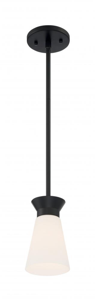 Caleta - 1 Light Mini Pendant with Cylindrical Glass - Black Finish