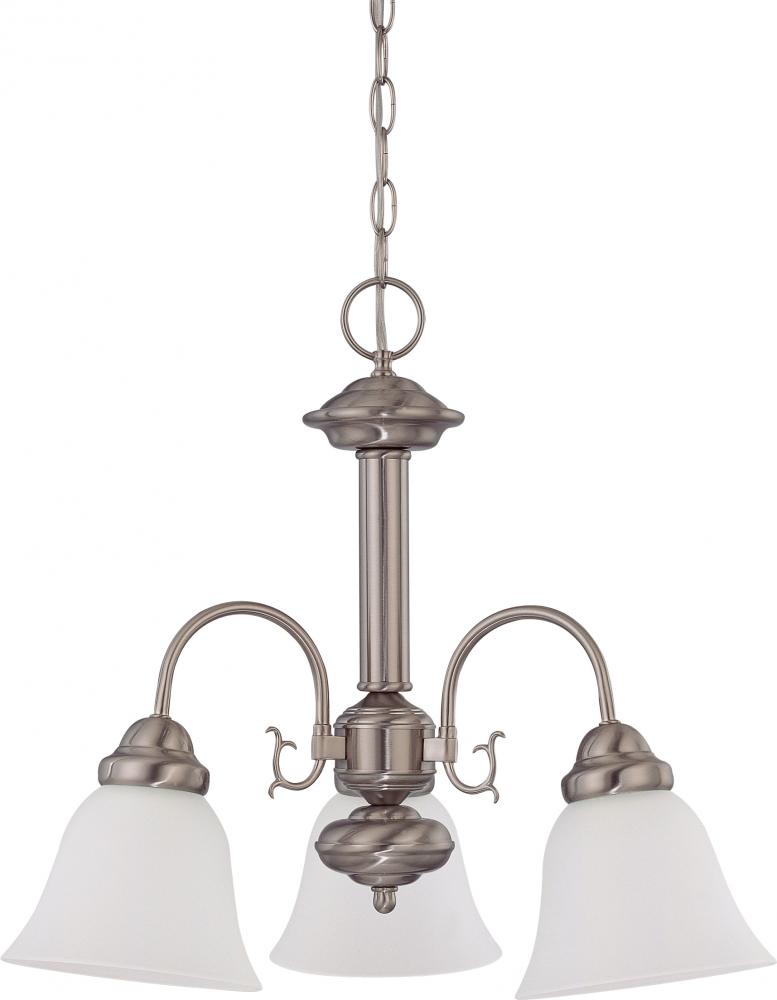 3 Light - Ballerina LED Chandelier - Brushed Nickel Finish - Frosted Glass - Lamps Included