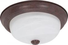  60/205 - 2 Light - 11" Flush with Alabaster Glass - Old Bronze Finish