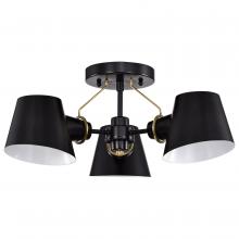 Nuvo 60/7384 - Baxter; 3 Light Semi-Flush; Black with Burnished Brass