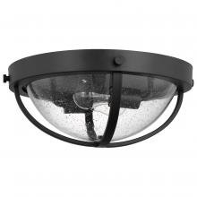  60/7672 - Lincoln; 2 Light Large Flush Mount; Medium Base; 60 Watt; Matte Black Finish; Clear Seeded Glass