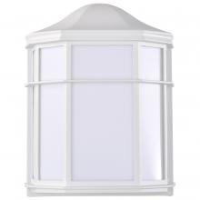  62/1396 - LED Cage Lantern Fixture; White Finish with White Linen Acrylic