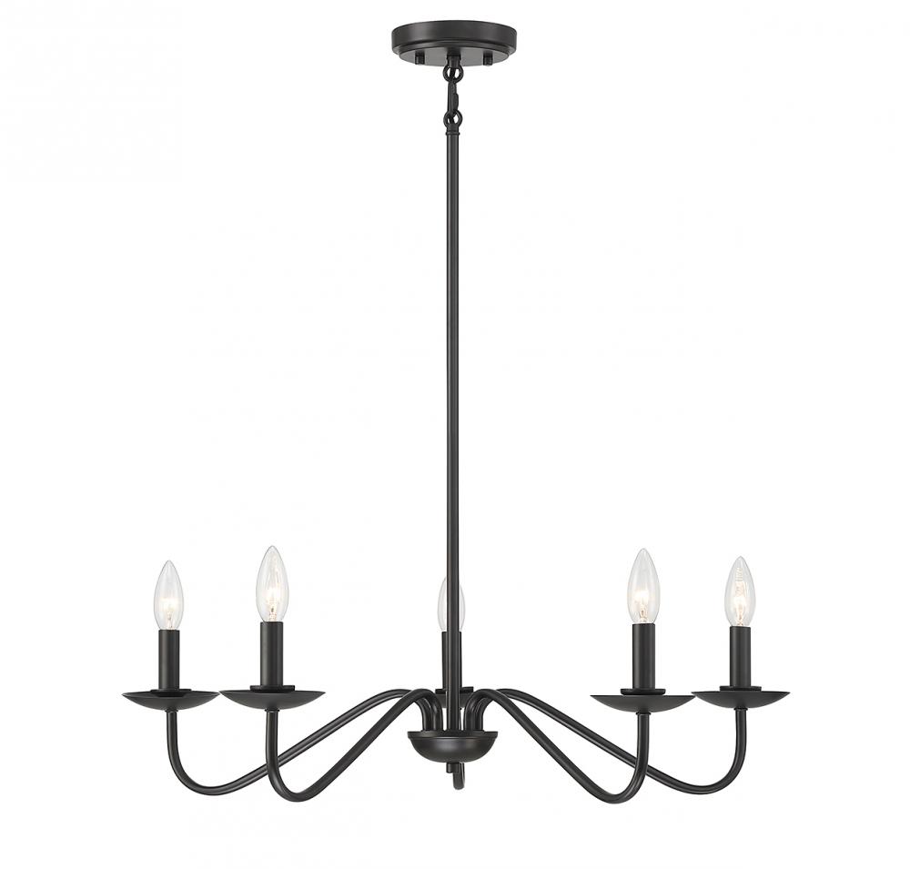 5-Light Chandelier in Matte Black