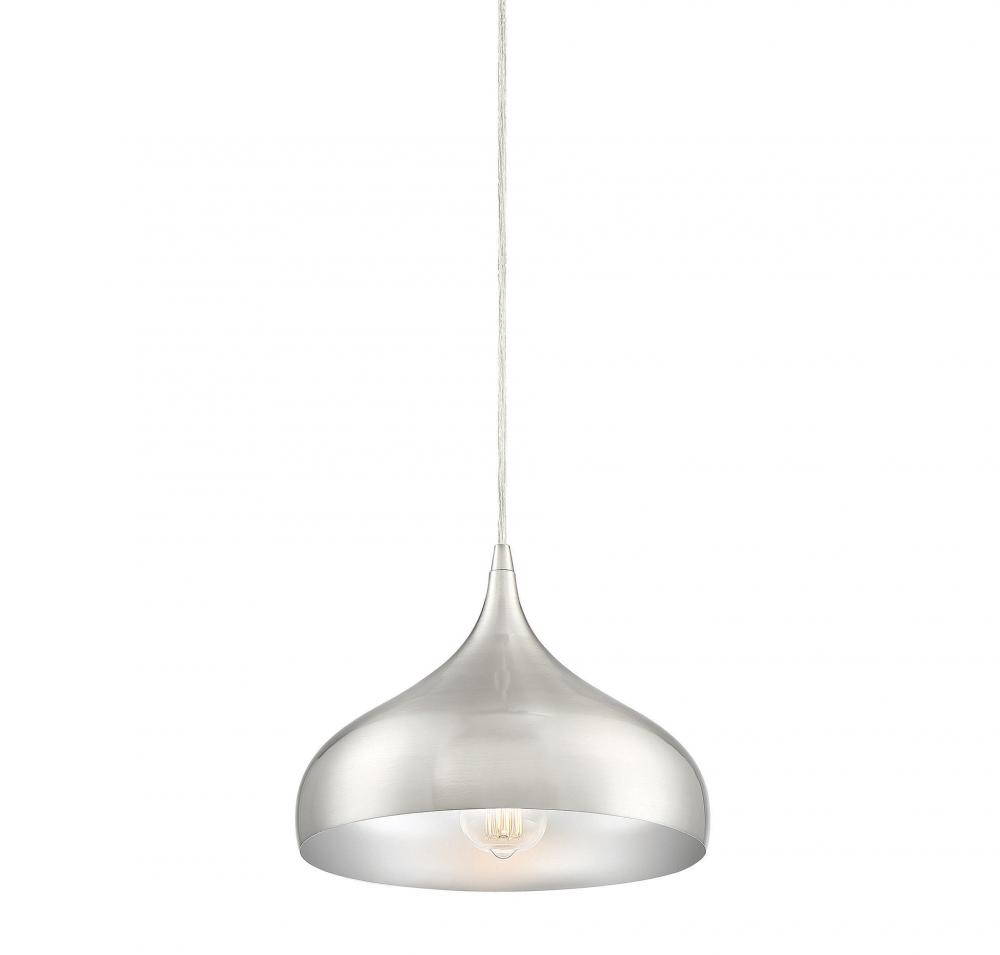 1-Light Plug-In Mini Pendant in Brushed Nickel