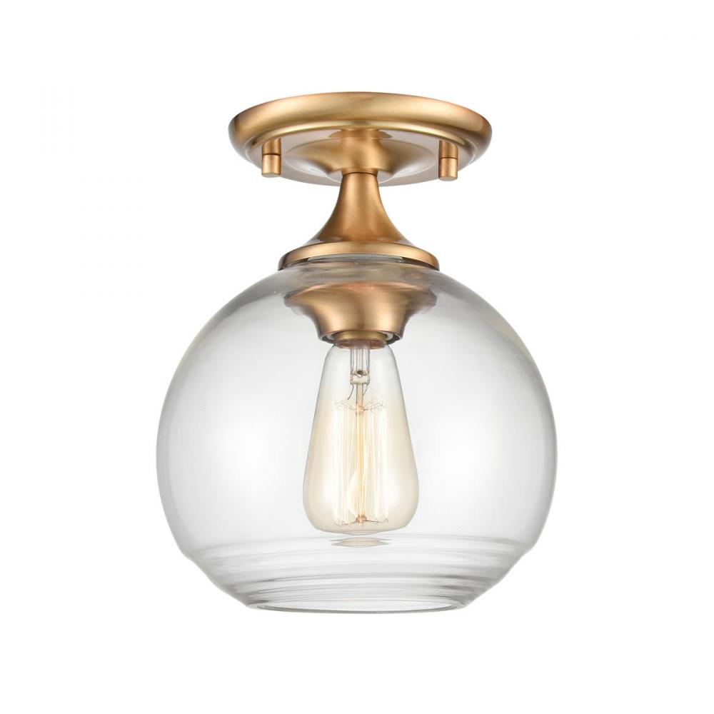 Angie 8'' Wide 1-Light Semi Flush Mount - Satin Brass