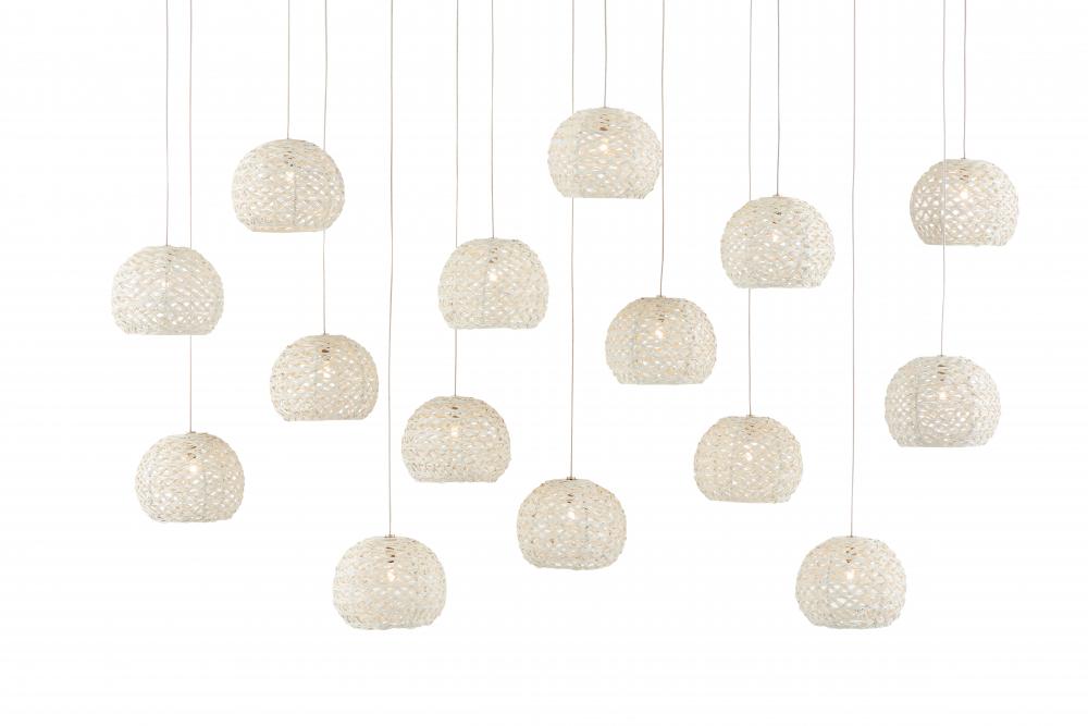 Piero White 15-Light Linear Multi-Drop Pendant