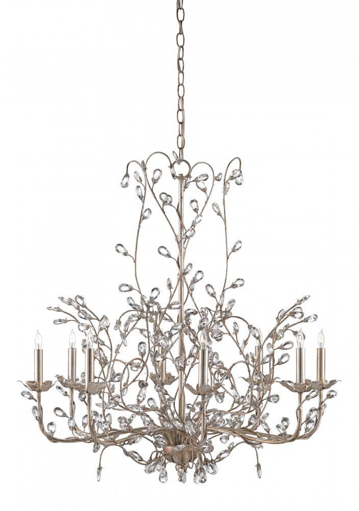 Crystal Bud Large Silver Chandelier