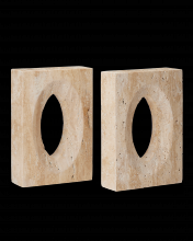  1200-0774 - Demi Travertine Bookends Set of 2